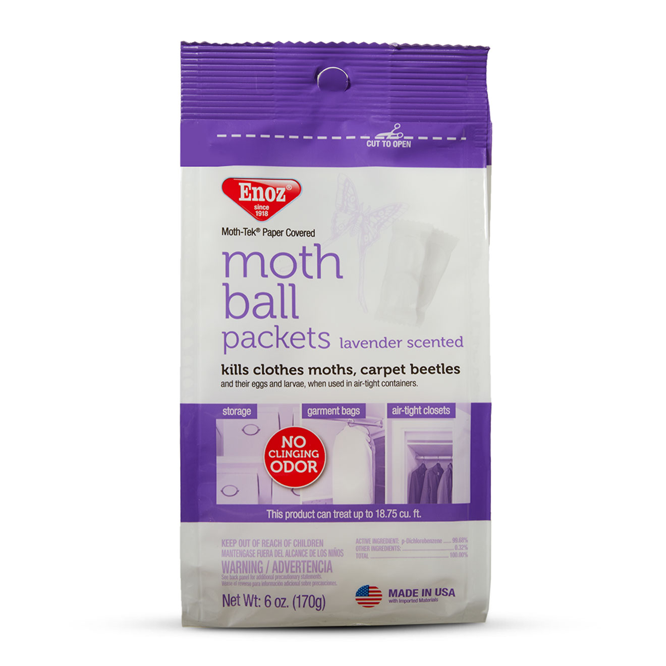 Enoz Moth-Tek Moth Ball Packets, Lavender Scented, 6oz.